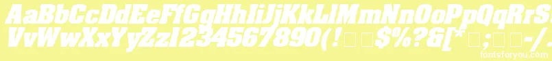 Fonte AaronboldexpdItalic – fontes brancas em um fundo amarelo