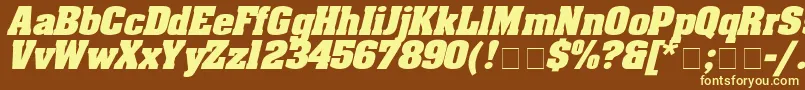 Saiba mais sobre a fonte AaronboldexpdItalic Fonte AaronboldexpdItalic – fontes amarelas em um fundo marrom