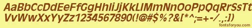 OliviaantiqueBoldItalic-fontti – ruskeat fontit keltaisella taustalla