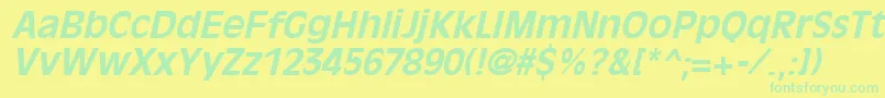 OliviaantiqueBoldItalic-fontti – vihreät fontit keltaisella taustalla