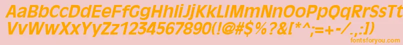 OliviaantiqueBoldItalic-fontti – oranssit fontit vaaleanpunaisella taustalla