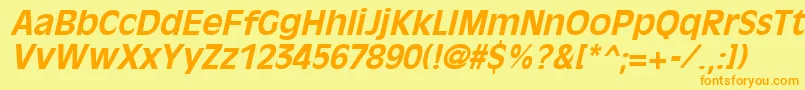 フォントOliviaantiqueBoldItalic – オレンジの文字が黄色の背景にあります。
