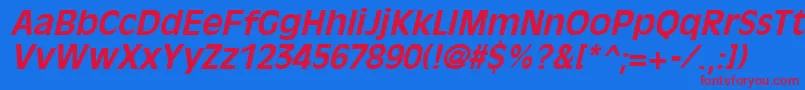 OliviaantiqueBoldItalic-fontti – punaiset fontit sinisellä taustalla