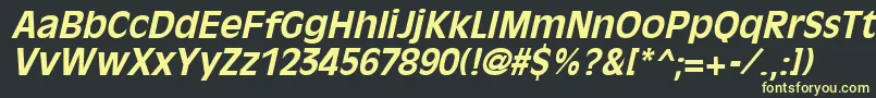 OliviaantiqueBoldItalic-fontti – keltaiset fontit mustalla taustalla