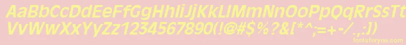 OliviaantiqueBoldItalic-fontti – keltaiset fontit vaaleanpunaisella taustalla