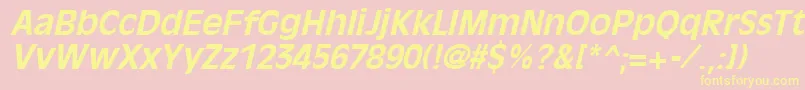 OliviaantiqueBoldItalic-Schriftart – Gelbe Schriften auf rosa Hintergrund
