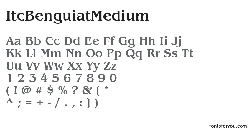 Czcionka ItcBenguiatMedium – alfabet, cyfry, specjalne znaki
