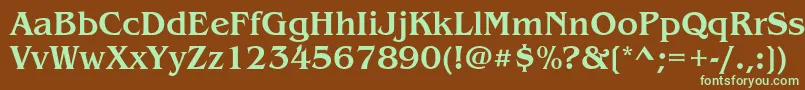 フォントItcBenguiatMedium – 緑色の文字が茶色の背景にあります。