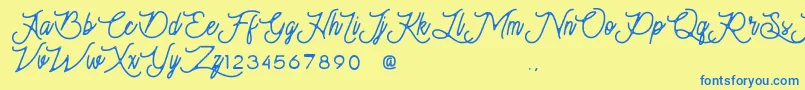 Moonchrome Font – Blue Fonts on Yellow Background