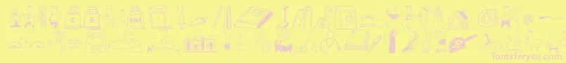 DfWellBeingsLetPlain.1.0 Font – Pink Fonts on Yellow Background