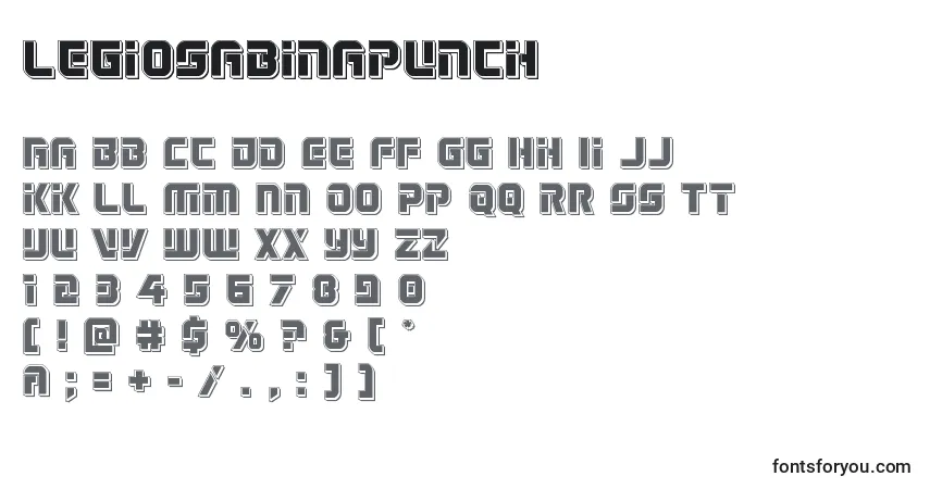Czcionka Legiosabinapunch – alfabet, cyfry, specjalne znaki