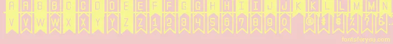 TheFlaggySt-Schriftart – Gelbe Schriften auf rosa Hintergrund