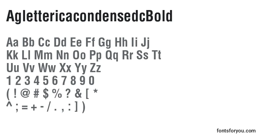 Шрифт AglettericacondensedcBold – алфавит, цифры, специальные символы