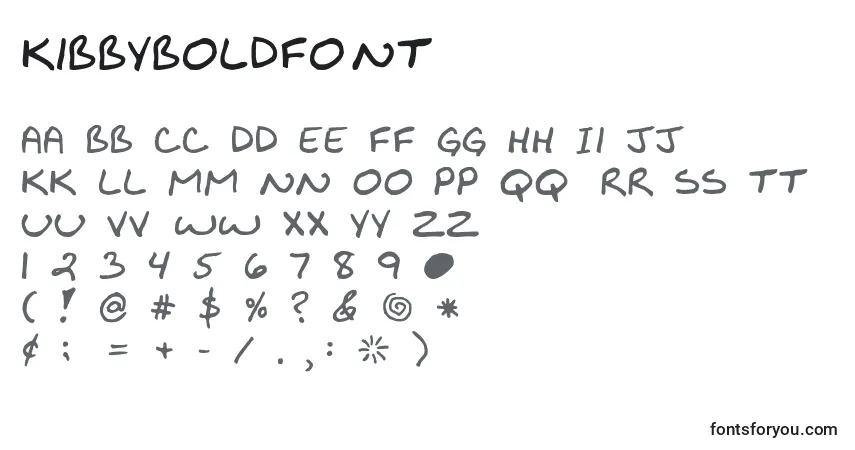 Schriftart Kibbyboldfont – Alphabet, Zahlen, spezielle Symbole