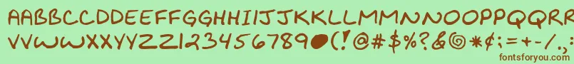 Fonte Kibbyboldfont – fontes marrons em um fundo verde