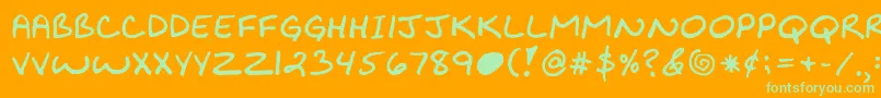 Kibbyboldfont-Schriftart – Grüne Schriften auf orangefarbenem Hintergrund