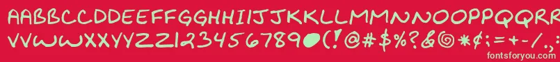 Шрифт Kibbyboldfont – зелёные шрифты на красном фоне