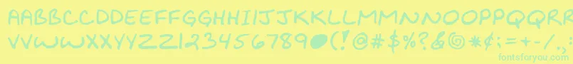 Więcej informacji o czcionce Kibbyboldfont Czcionka Kibbyboldfont – zielone czcionki na żółtym tle