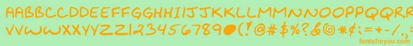 Шрифт Kibbyboldfont – оранжевые шрифты на зелёном фоне