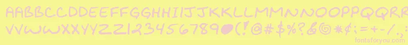 Fonte Kibbyboldfont – fontes rosa em um fundo amarelo