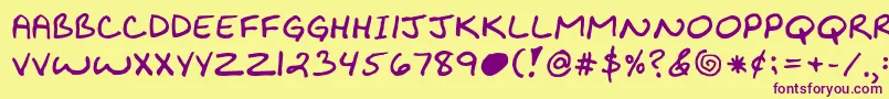 Kibbyboldfont Font – Purple Fonts on Yellow Background