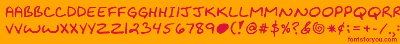 Kibbyboldfont Font – Red Fonts on Orange Background