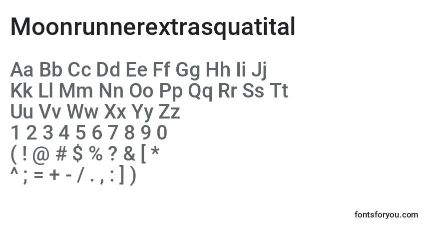 A fonte Moonrunnerextrasquatital – alfabeto, números, caracteres especiais