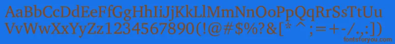 フォントCharteritc – 茶色の文字が青い背景にあります。