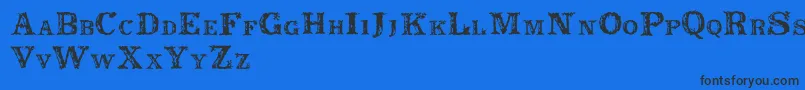 Rustic-fontti – mustat fontit sinisellä taustalla