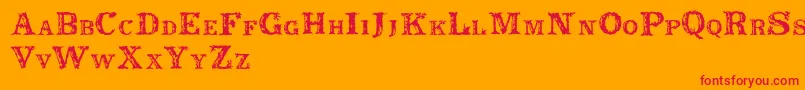 Rustic Font – Red Fonts on Orange Background