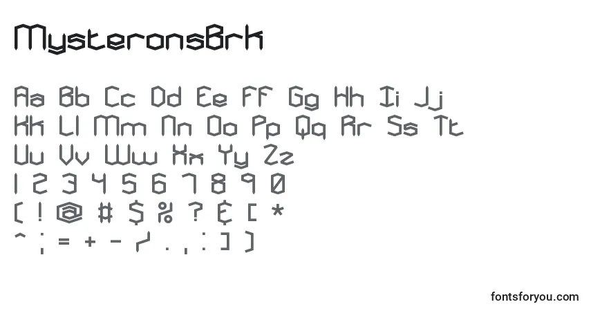 A fonte MysteronsBrk – alfabeto, números, caracteres especiais