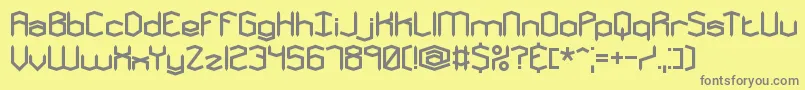 MysteronsBrk-Schriftart – Graue Schriften auf gelbem Hintergrund