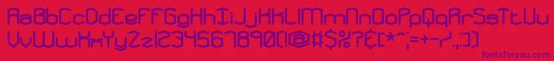 MysteronsBrk-Schriftart – Violette Schriften auf rotem Hintergrund