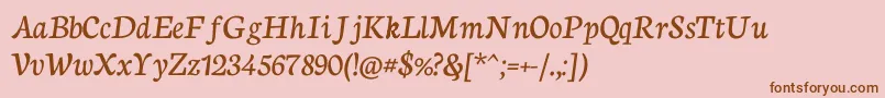 フォントNeutoncursiveRegular – ピンクの背景に茶色のフォント