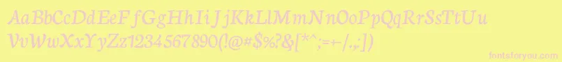 NeutoncursiveRegular-Schriftart – Rosa Schriften auf gelbem Hintergrund