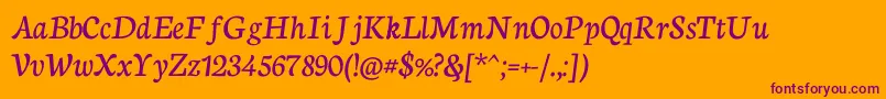 NeutoncursiveRegular-Schriftart – Violette Schriften auf orangefarbenem Hintergrund