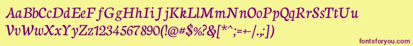 NeutoncursiveRegular Font – Purple Fonts on Yellow Background