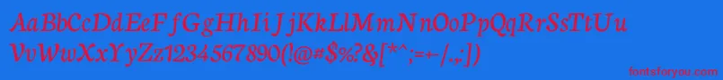 NeutoncursiveRegular-Schriftart – Rote Schriften auf blauem Hintergrund