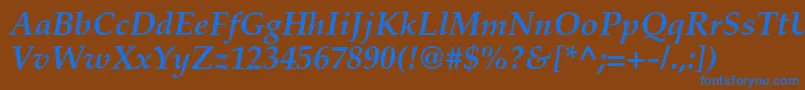 PalatinoltstdBolditalic Font – Blue Fonts on Brown Background