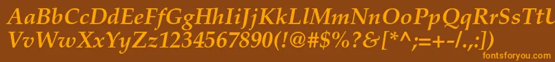 PalatinoltstdBolditalic Font – Orange Fonts on Brown Background