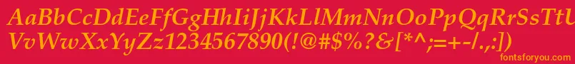 フォントPalatinoltstdBolditalic – 赤い背景にオレンジの文字