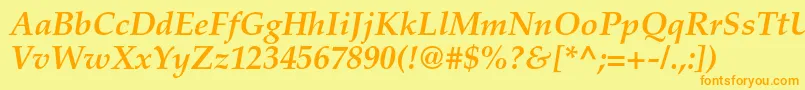 PalatinoltstdBolditalic Font – Orange Fonts on Yellow Background