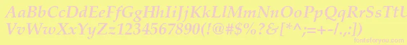PalatinoltstdBolditalic Font – Pink Fonts on Yellow Background