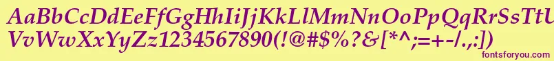 PalatinoltstdBolditalic Font – Purple Fonts on Yellow Background