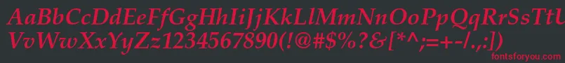 フォントPalatinoltstdBolditalic – 黒い背景に赤い文字