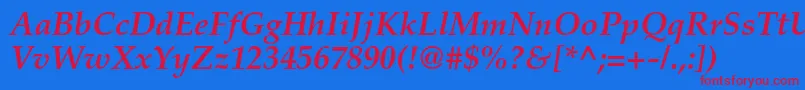 フォントPalatinoltstdBolditalic – 赤い文字の青い背景