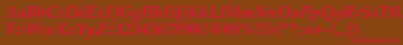 PalatinoltstdBolditalic Font – Red Fonts on Brown Background