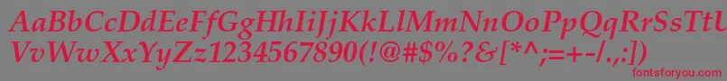PalatinoltstdBolditalic Font – Red Fonts on Gray Background