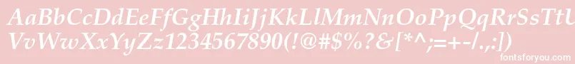 Weitere Informationen zur PalatinoltstdBolditalic-Schriftart PalatinoltstdBolditalic-Schriftart – Weiße Schriften auf rosa Hintergrund
