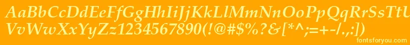 PalatinoltstdBolditalic Font – Yellow Fonts on Orange Background